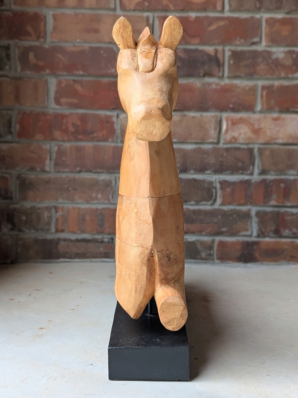 Pottery Barn Horse Equine Carved Wood Sculpture Primitive Farmhouse Decor Rustic - Picture 3 of 9